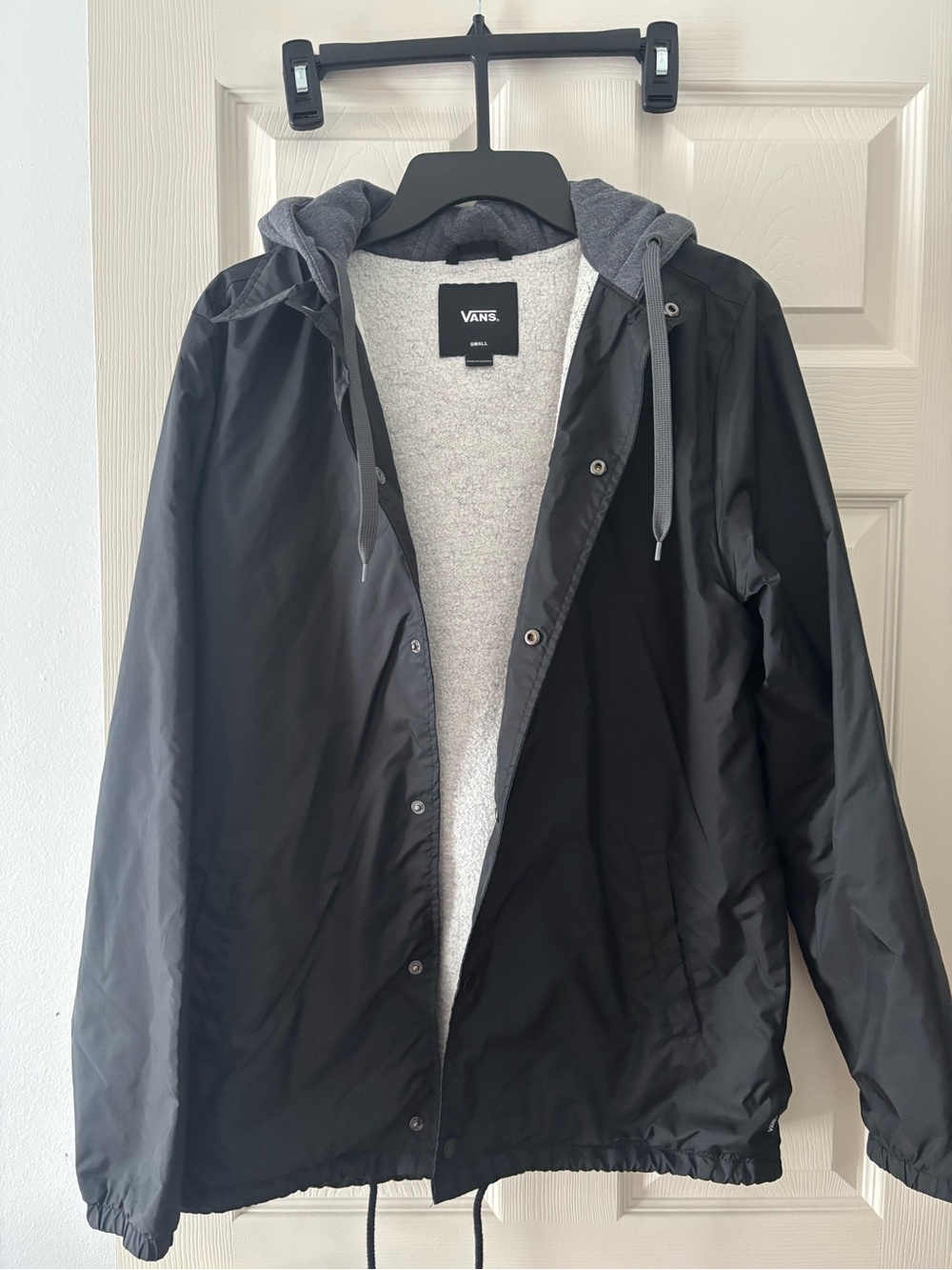 Vans Black Hooded Windbreaker Jacket with Gray Lining